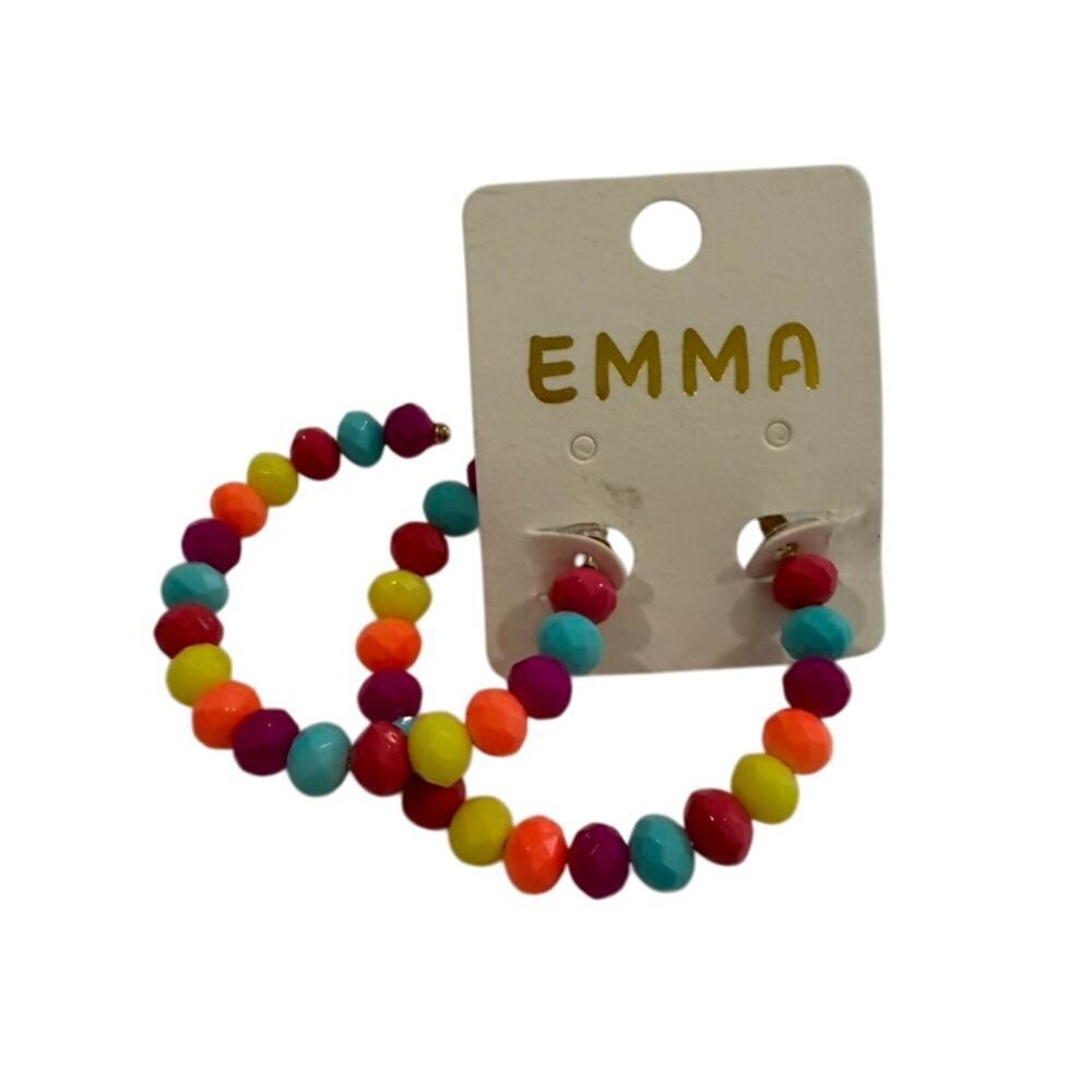 Emma Beaded Multi Color Hoop Earrings in Multi​​